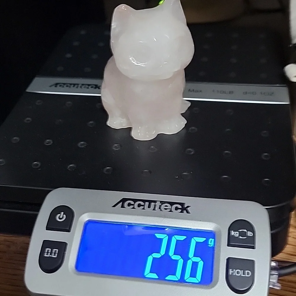 256g White Quartz Natural Gemstone Cat Kitten Feline Figurine 3